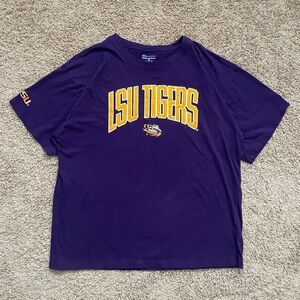 LSU Tigers Embroidered Purple Gold Champion T Shirt Size 2XL